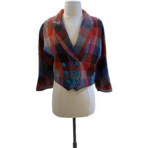 Marc by Marc Jacobs Vintage Women's Wool Plaid Double-Breasted Blazer - Size M